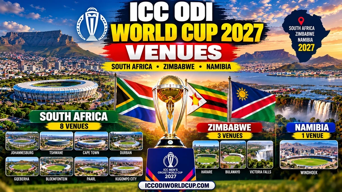 ICC ODI World Cup 2027 venues across South Africa Zimbabwe and Namibia